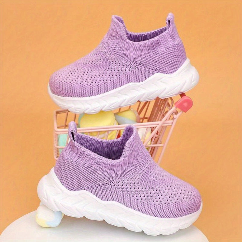 2025 Trendy Unisex Preschool Sports Shoes Slip-On Breathable Fabric Cushioned EVA Sole