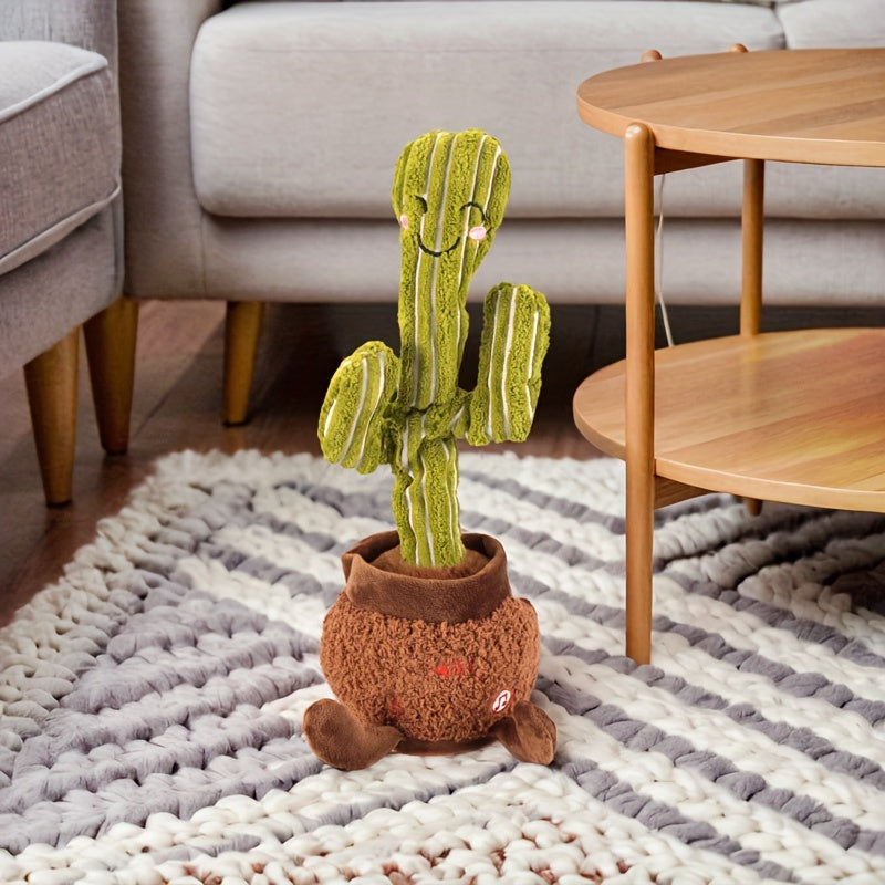 Interactive Singing Cactus Toy with Expressive Eyes Soft Texture Fun Decor for All Ages