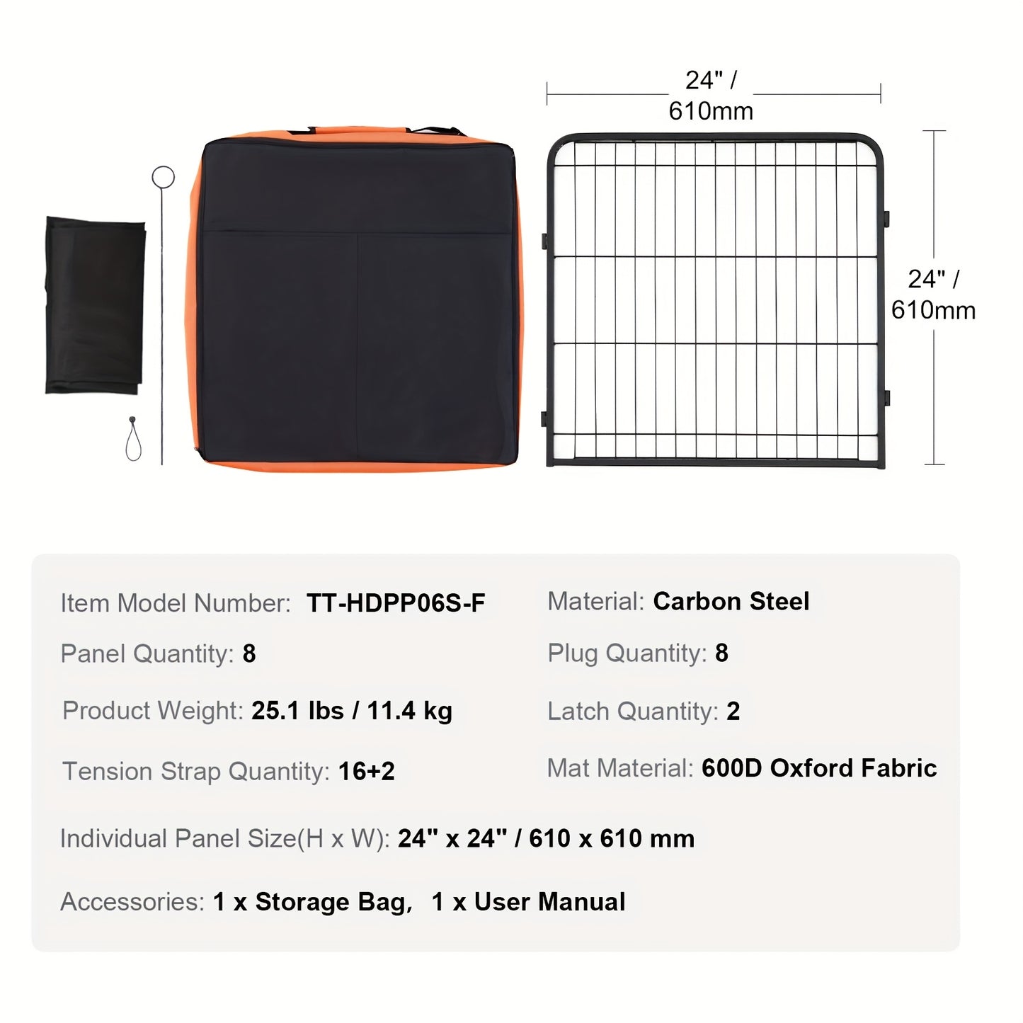 Thick Iron Wire Square Tube Sports Pet Fence with Top Cover and Ground Mat 8pcs Mesh Sheets