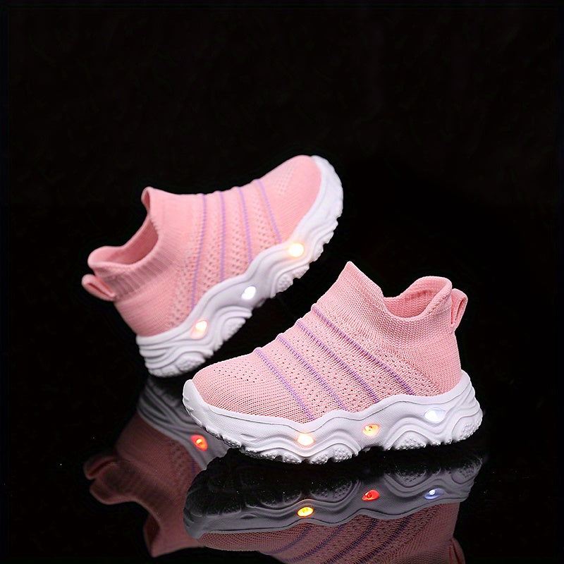 2026 New Youngsters Glowing Sneaker Lights Slip On Non-Slip Soft Pink Casual Shoes