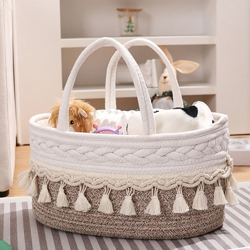 1 Hand-woven Mommy Bag Suitable For Going Out To Organize Items Such As Diapers And Diaper Toys