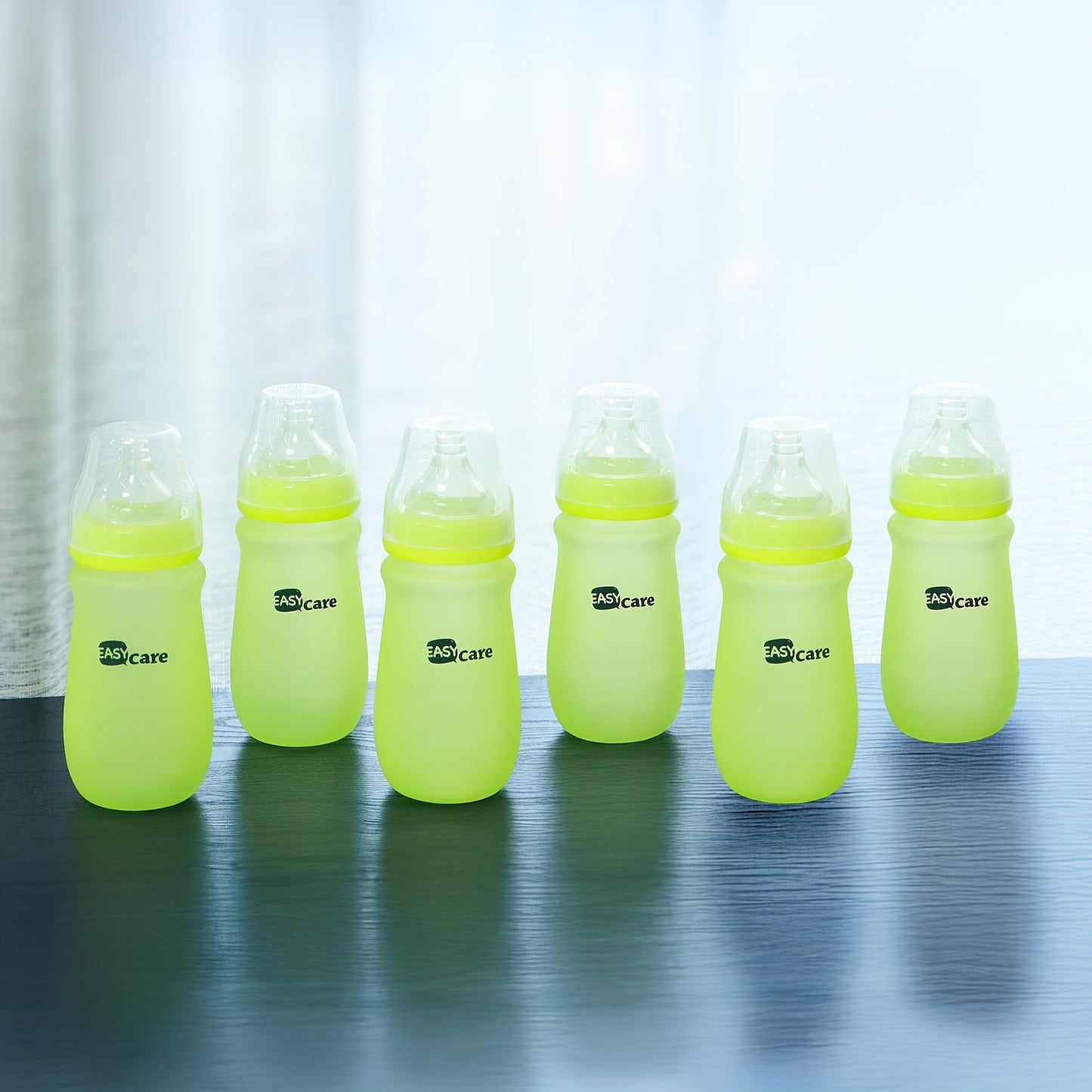 6pcs Easycare Wide Neck Glass Baby Bottles 8.4oz Spill-Proof Sippy Cups for Gifts