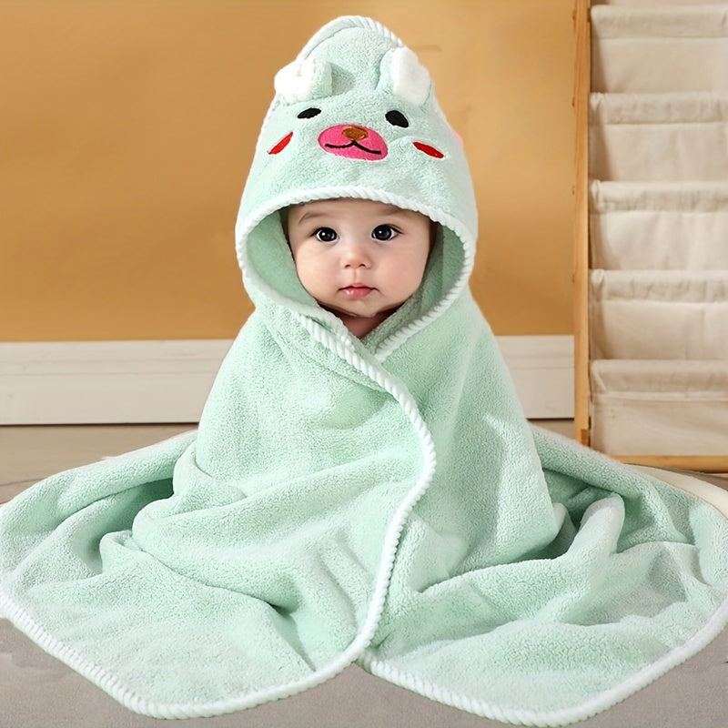 Soft Cartoon Animal Swaddling Blanket Set for Babies 0-3 Years - Reinforced Edge, Highly Absorbent and Skin-Friendly Polyester, Ideal for Bath Towel, Stroller Nap Blanket - 31.5x31.5 Inches - Machine Washable