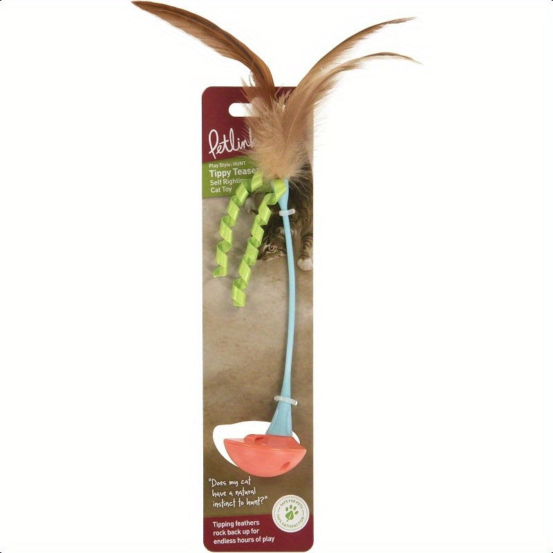 Tippy Teaser Self Righting Feather Toy for Cats and Kittens Engaging Multi Color Fun