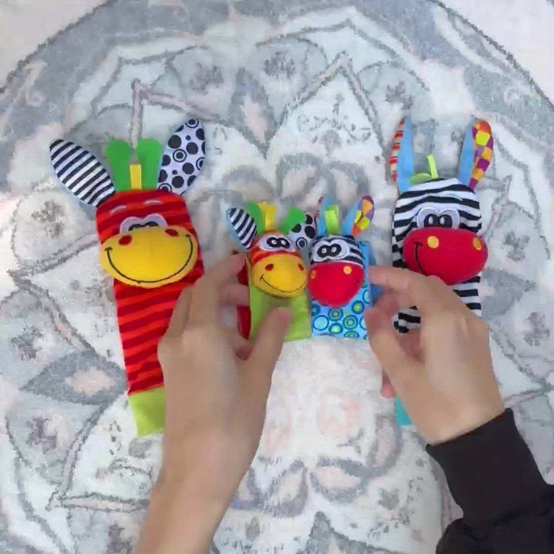 4pcs Newborn Baby Cartoon Animal Rattle Socks Plush Stuffed Toys Gifts for Kids