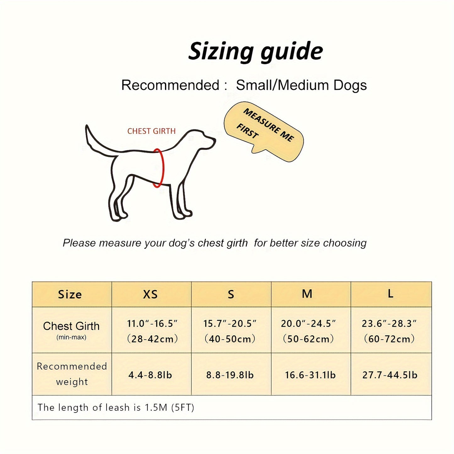 Adjustable chest strap and leash set with reflective strip for small and medium sized dogs