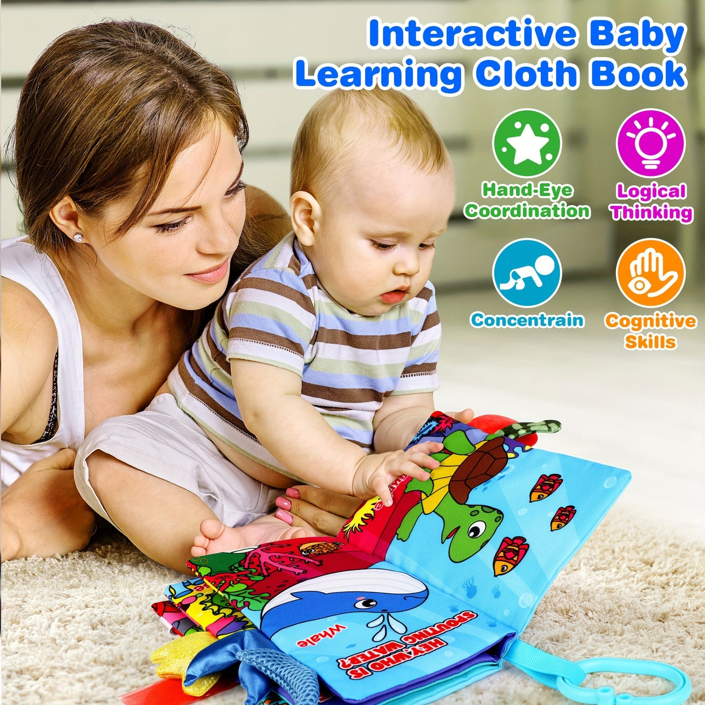 Vanmor Soft Baby Crinkle Cloth Books Set for Infants with Forest Ocean and Dinosaur Themes