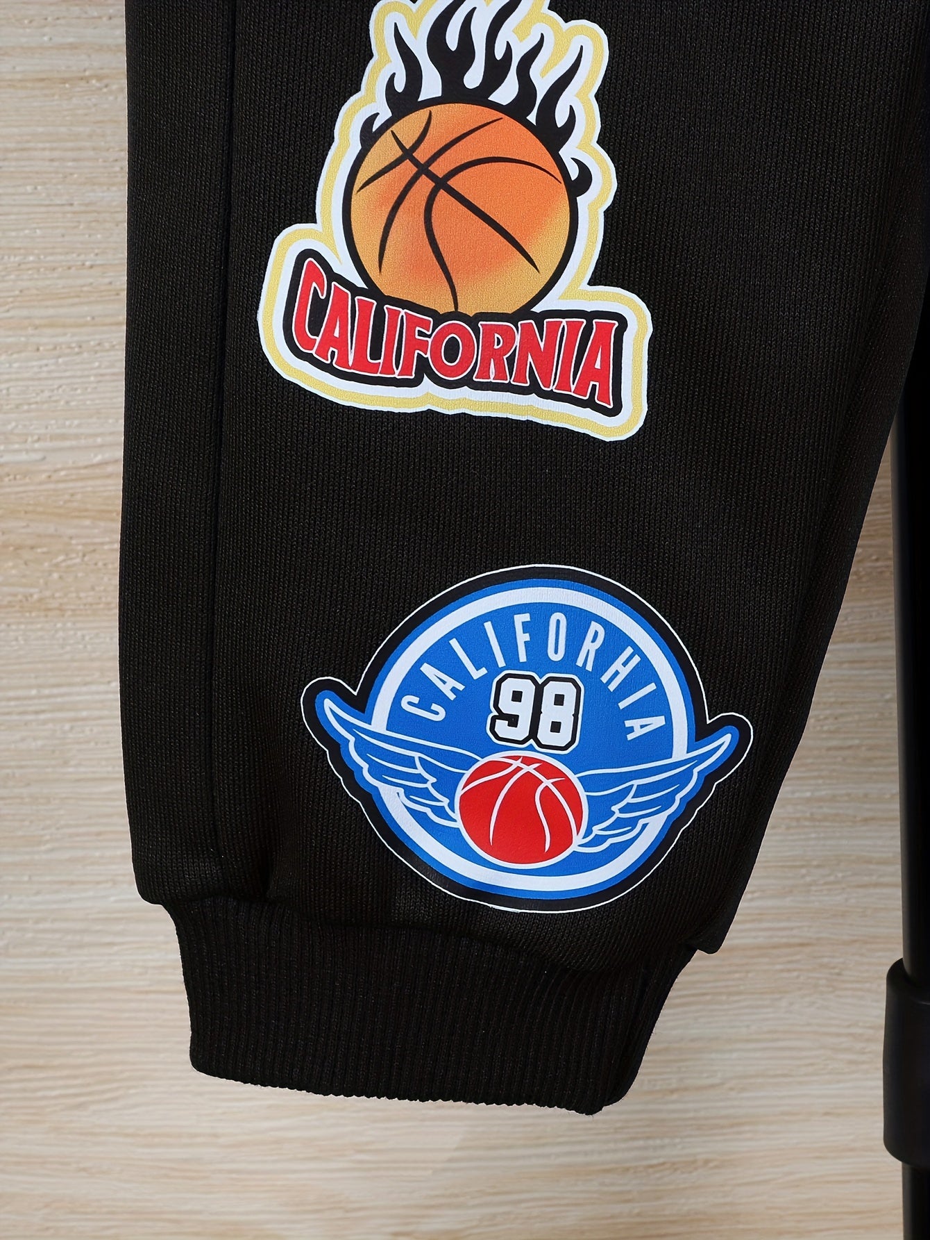 Boys' Cartoon Applique Baseball Jacket and Pants Set - Cotton Blend Casual Outfit with Slight Stretch, Three Quarter Sleeves, Regular Fit for Fall/Winter - 65% Cotton, 35% Polyester, for Outdoor, Perfect for Outdoor