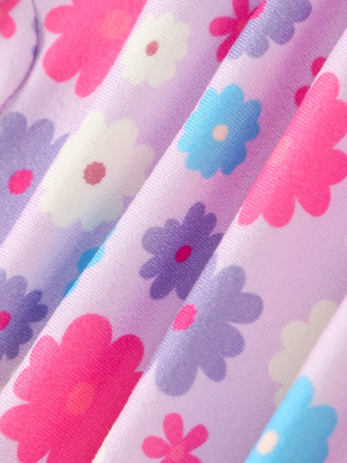 Newborn Baby Girl Floral Print Footed Romper Set With Bow