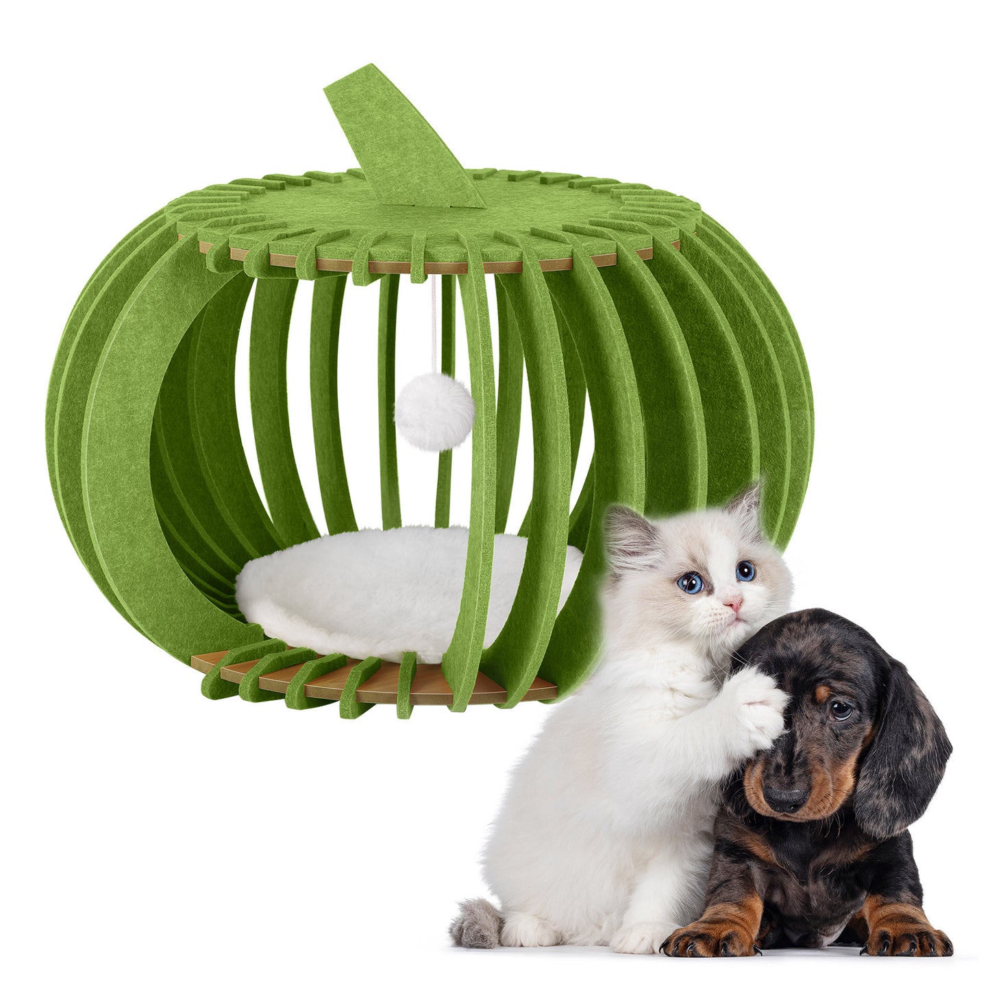 BTY Wool Felt Cat House Pumpkin Bed with Cushions Ideal for Cats Dogs and Reptiles