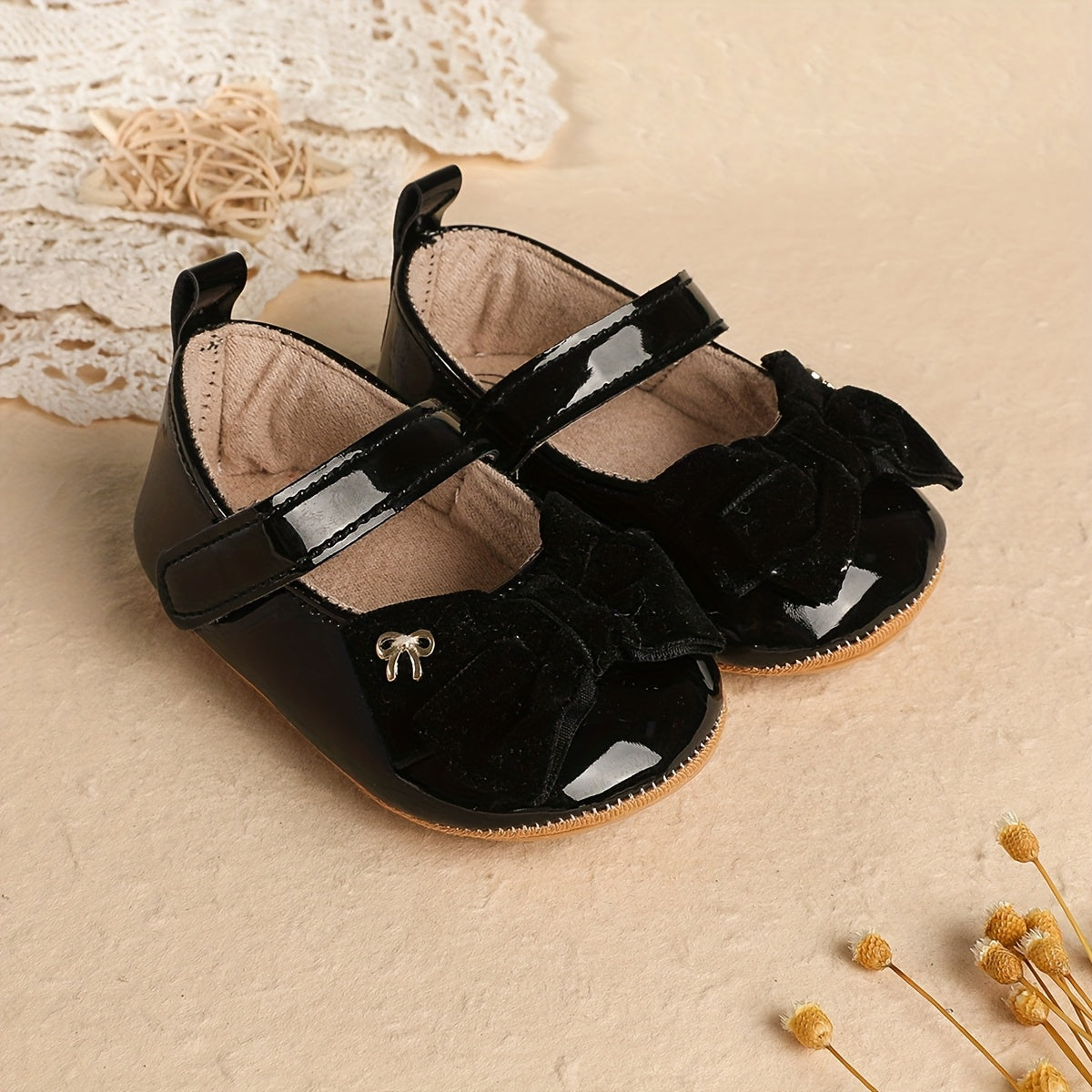 Infant Girls First Walking Shoes With Soft Non Slip Soles Velcro Easy On Closure