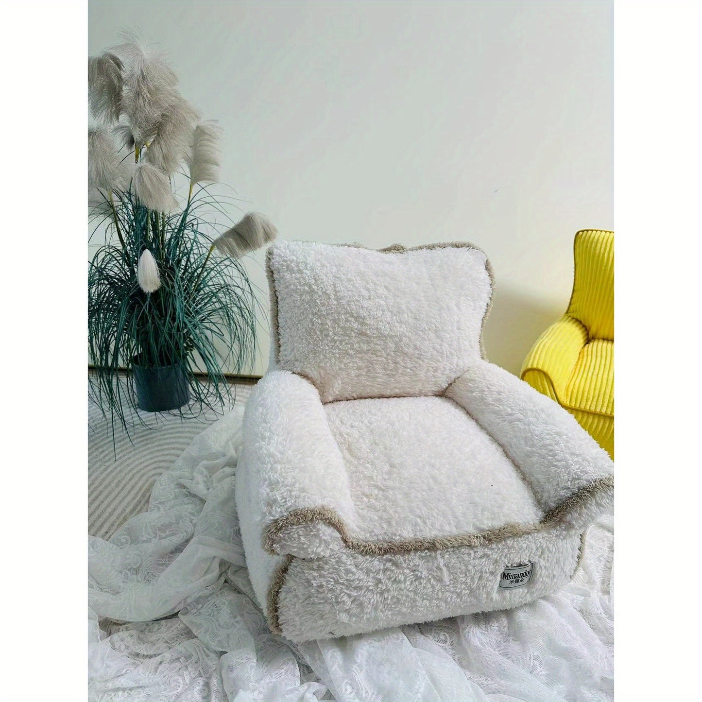 Warm Plush Pet Sofa Bed for Cats and Puppies with Removable Soft Cushion in Multi-Color