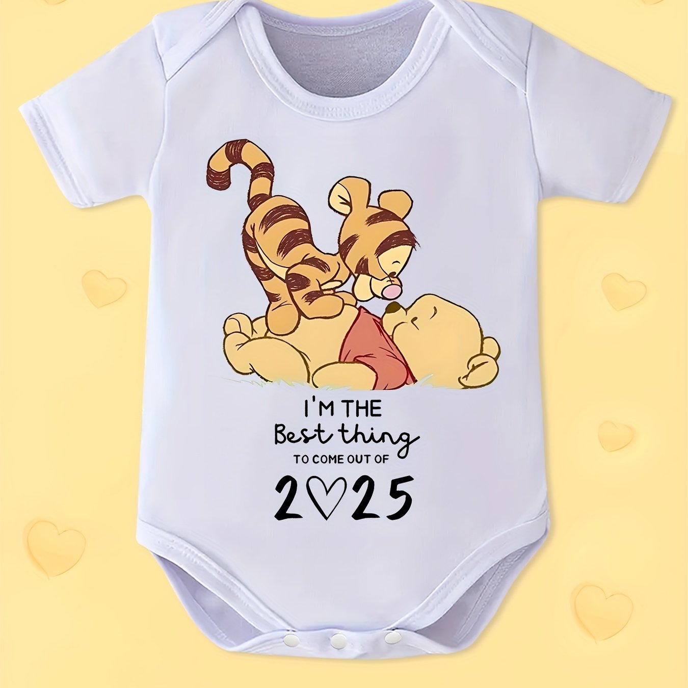 Disney Winnie the Pooh Baby Bodysuit I'm the Best Thing to Come Out of 2025 Cute Cartoon Print