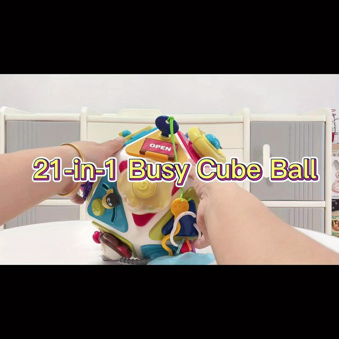 Expandable 20-in-1 Interactive Toddler Busy Board Cube with Zippers, Locks, and Mirrors for Sensory Learning, Ages 1-3