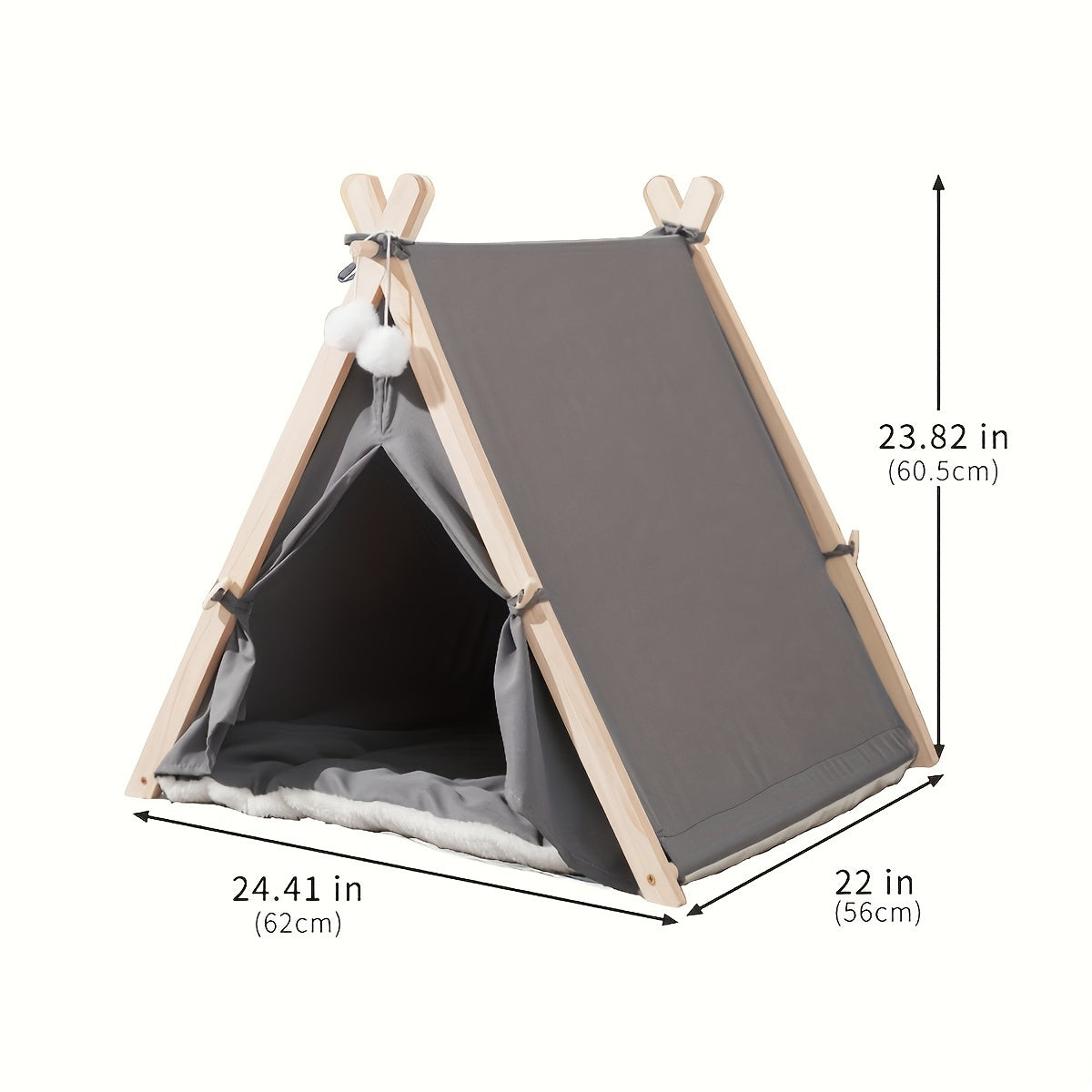 Solid Wood Frame Portable Pet Tent Kennel for Cats and Small Dogs with Comfort Cushion