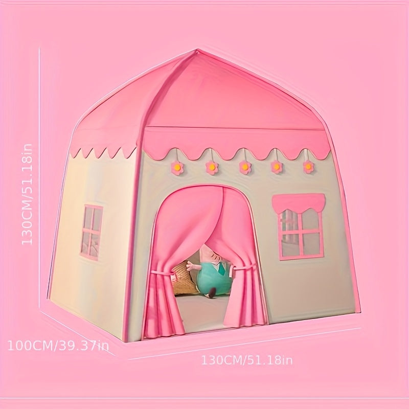 Children's Flower Tent Playhouse Indoor Castle Style Secret Base For Girls And Boys Pink