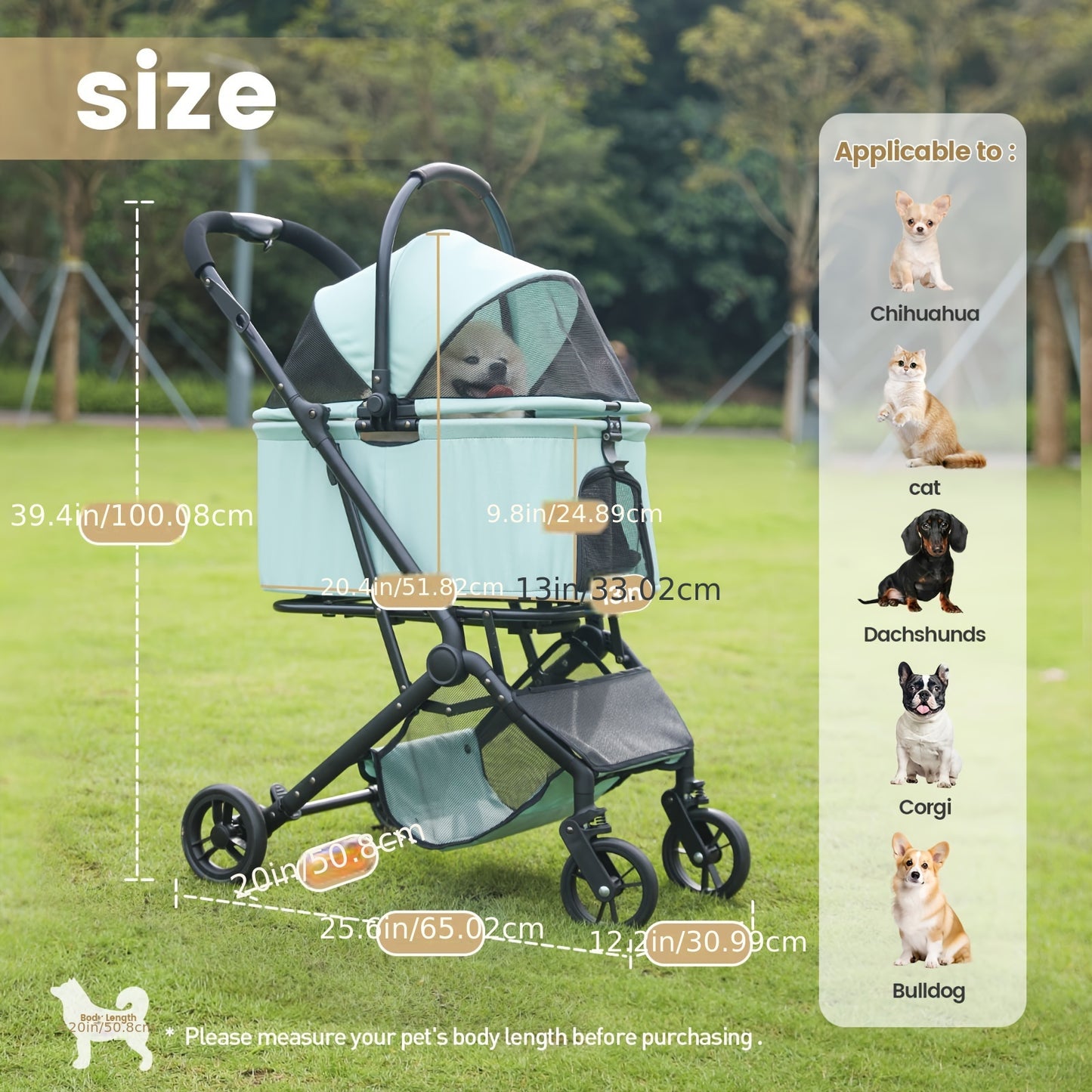 3 IN1 Dog Stroller for Small Medium Dogs, Up to 48 lbs Pet Stroller with Detachable Carrier and Car Seat