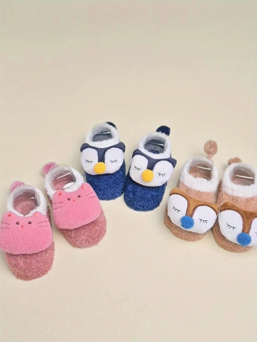 6 Pairs of Baby Cartoon Animal Non-Slip Socks, Indoor Anti-Slip Boat Socks for Children.