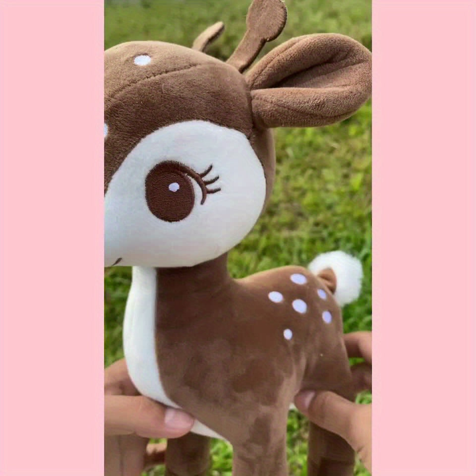 Adorable 12 Inch Brown Deer Plush Toy Soft Fabric Perfect Gift for Kids and Decor