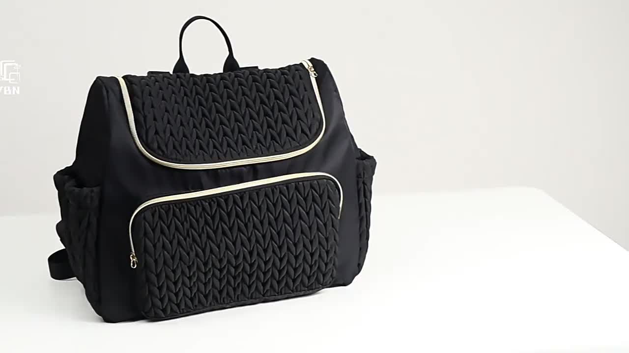 Multi Functional Black Tassel Diaper Backpack Lightweight Stylish Mother Shoulder Bag