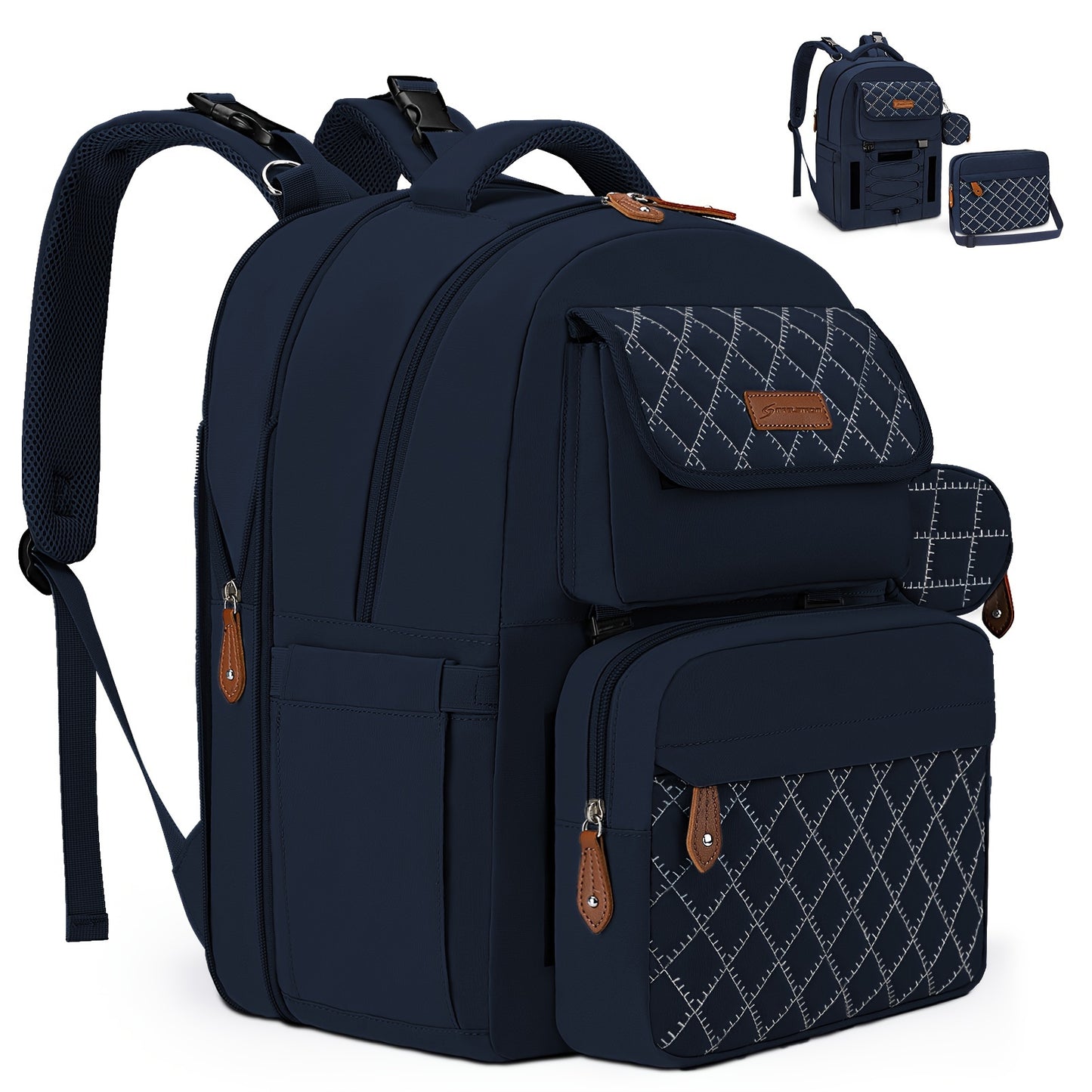 Expandable Diaper Backpack for Twins TSA Approved Stylish Black Baby Bag with Bottle Bag