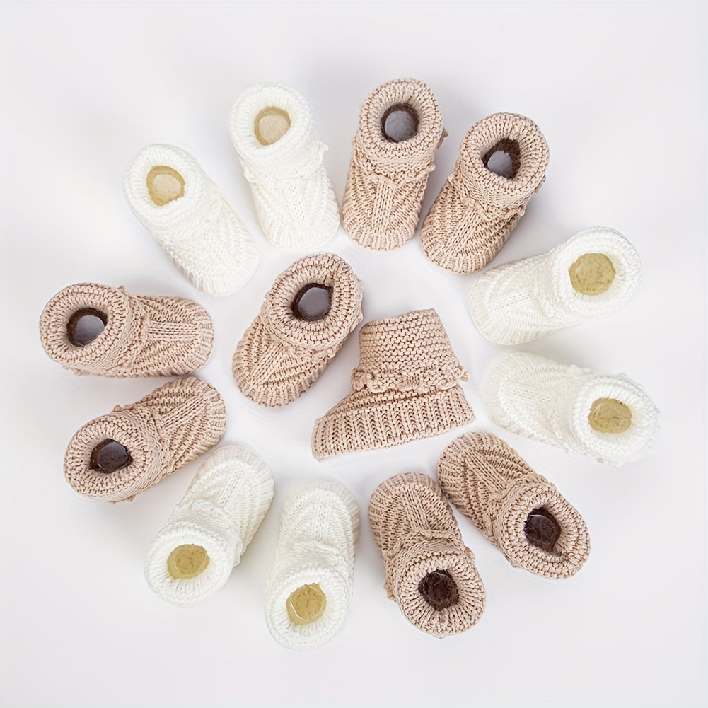 2Pairs/Pack 0.0-39.37ft Baby Knit Socks Solid Crochet Walking Socks Ins Cream White Color Short Ankle Socks for Infant Boys Clothing Birthday Gift