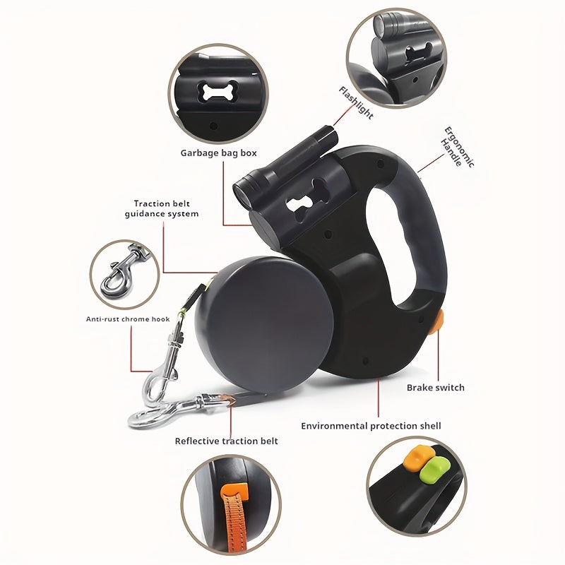 PawFlex 360 Rotating Retractable Dog Leash – Comfortable Grip for Easy Control