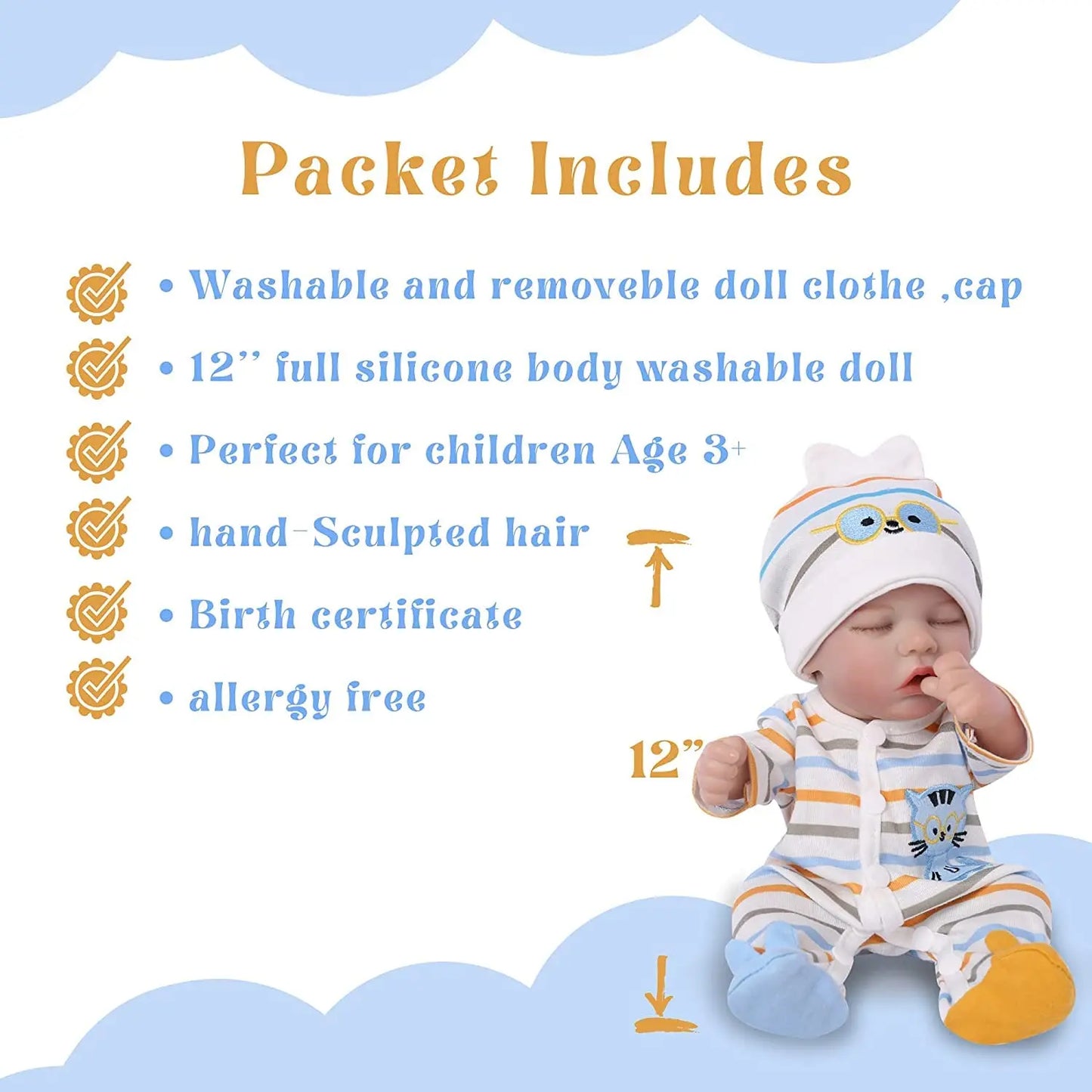 Reborn Baby Dolls - 12 Inch Realistic Sleeping Newborn Small Baby Doll for 3 + Year Old Kids - Loving Babies & Pets Shop