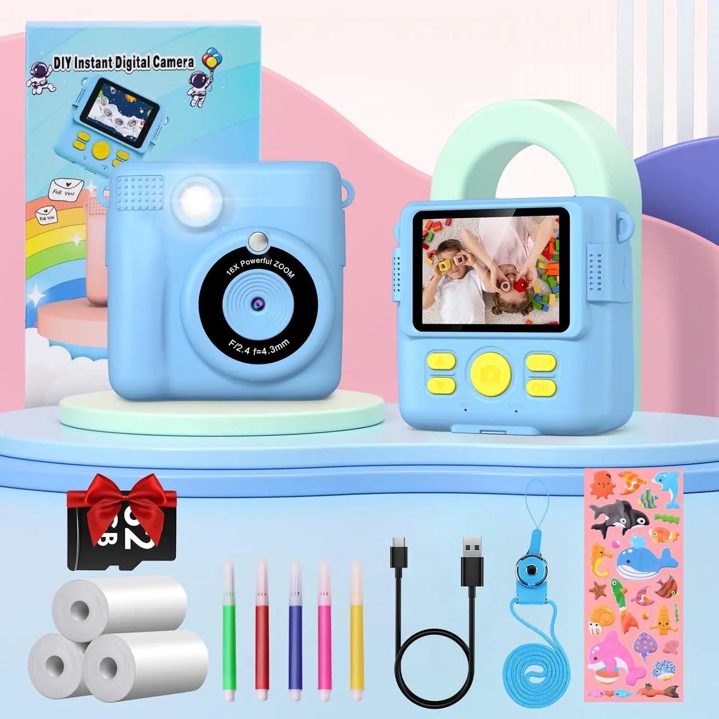 Gofunly Children's Instant Print Camera 1080P Digital Camera Toy for Ages 6 to 12