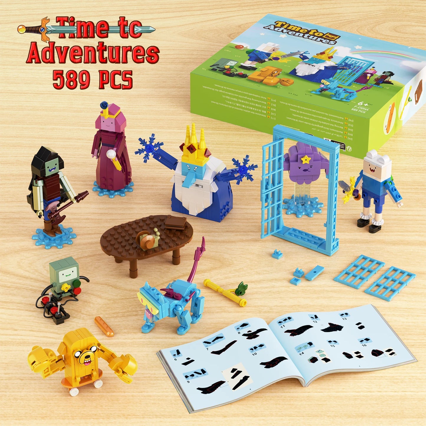 8in1 Adventure Time Building Block Set with Finn Jake Ice King and Bimo Action Figures