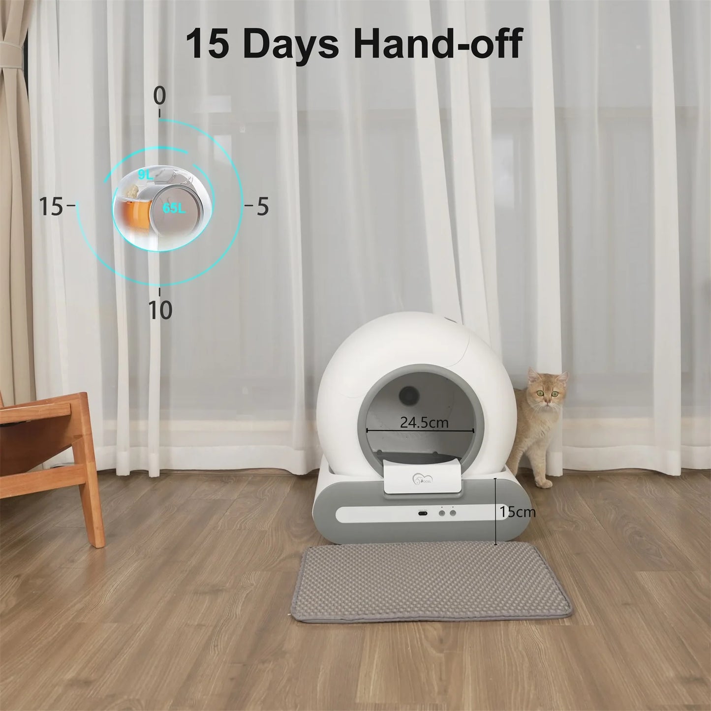 DOEL Automatic Self Cleaning Cat Litter Box with App Control for Multiple Large Cats