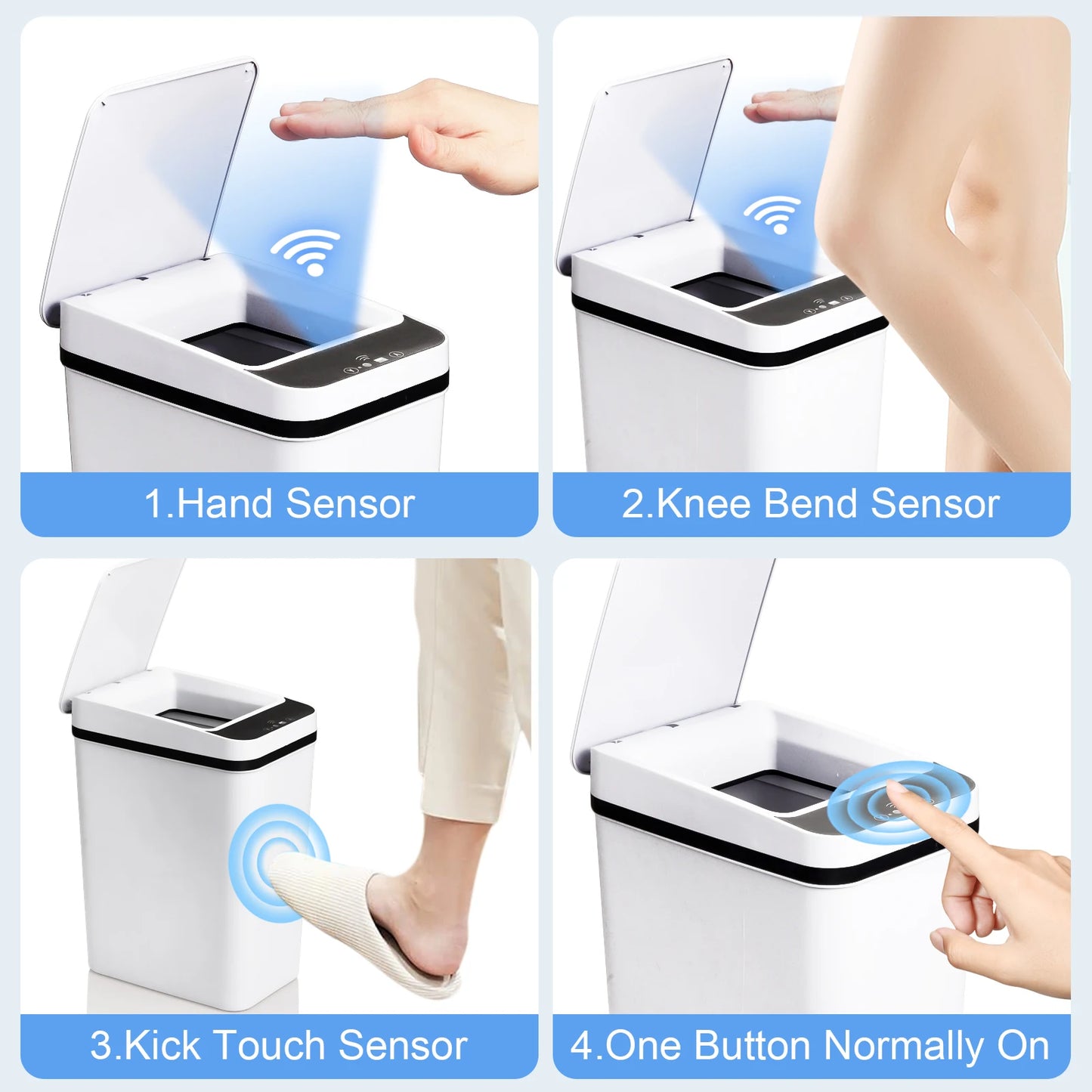 2 Pack 12L Bathroom Automatic Trash Cans Touchless Motion Sensor Slim with Lid for Bathroom Bedroom Living Room Office White - Loving Babies & Pets Shop