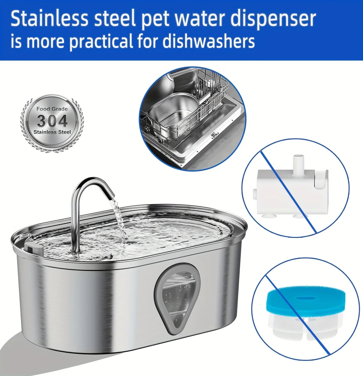 PetHydrate Stainless Steel Cat Water Fountain – 3.5L Large Capacity with LED Lighting