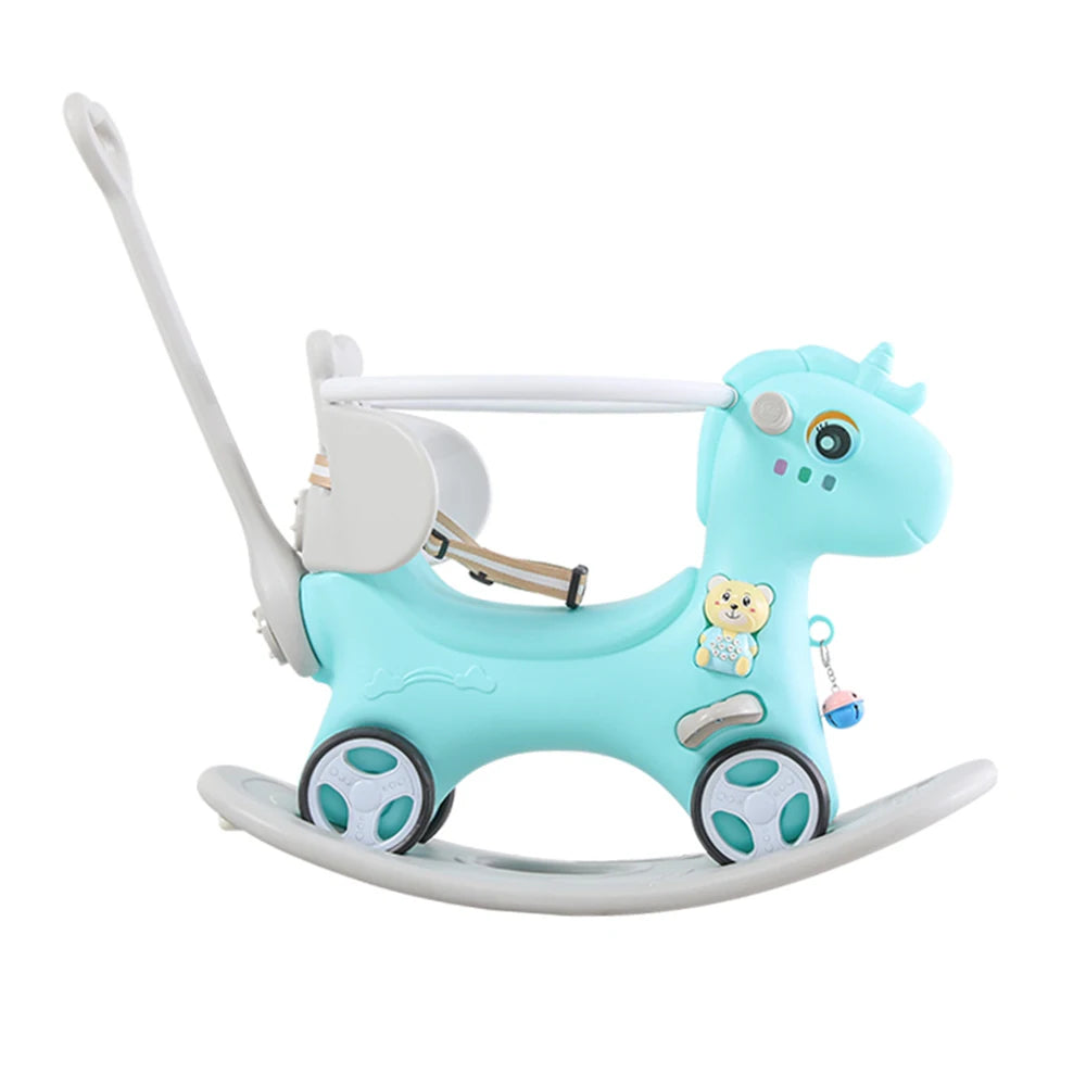 Rocking Horse for Toddlers, Balance Bike Ride On Toys with Push Handle, Backrest and Balance Board for Baby Girl and Boy - Loving Babies & Pets Shop
