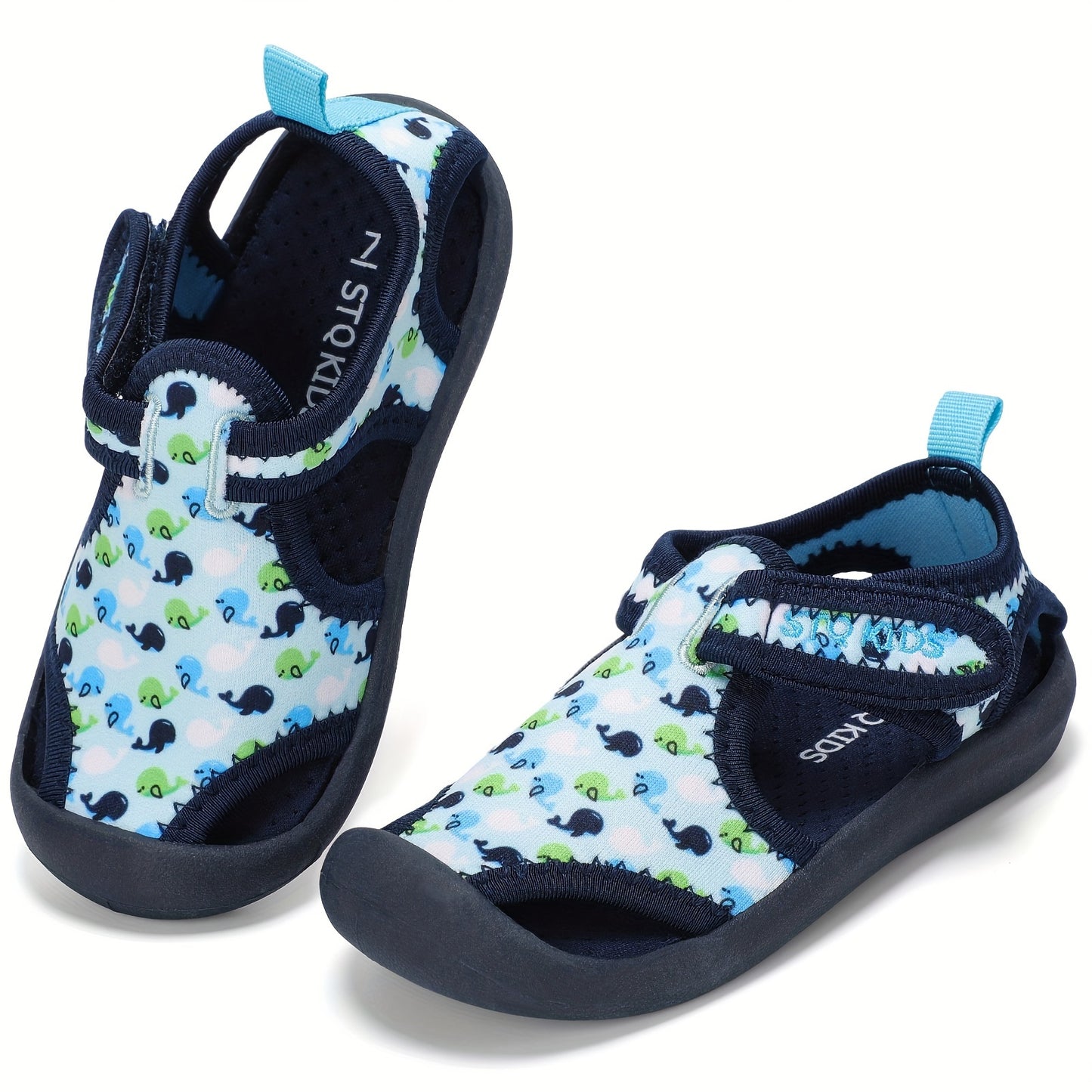 Boys Water Shoes with Cartoon Print Breathable Fabric and TPR Sole for Summer Fun