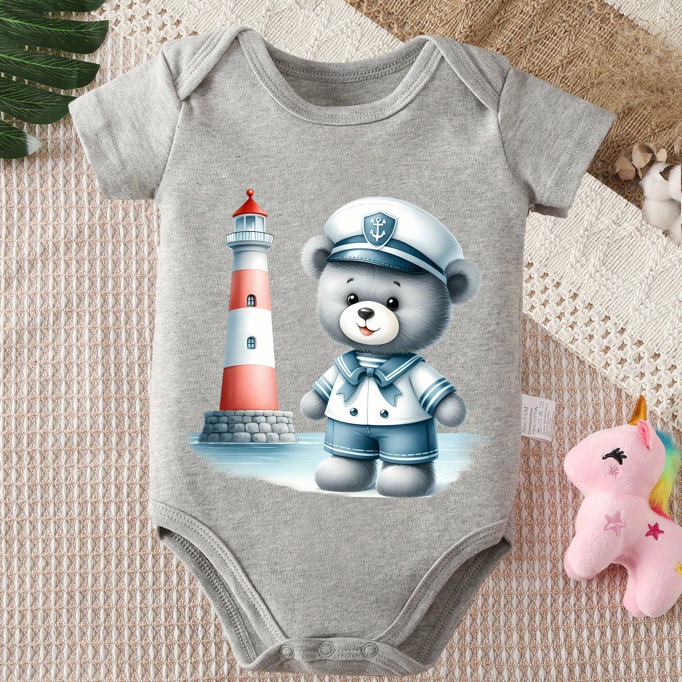 Cute Cartoon Bear Baby Onesie High Quality Bodysuit for Newborns 0 to 12 Months