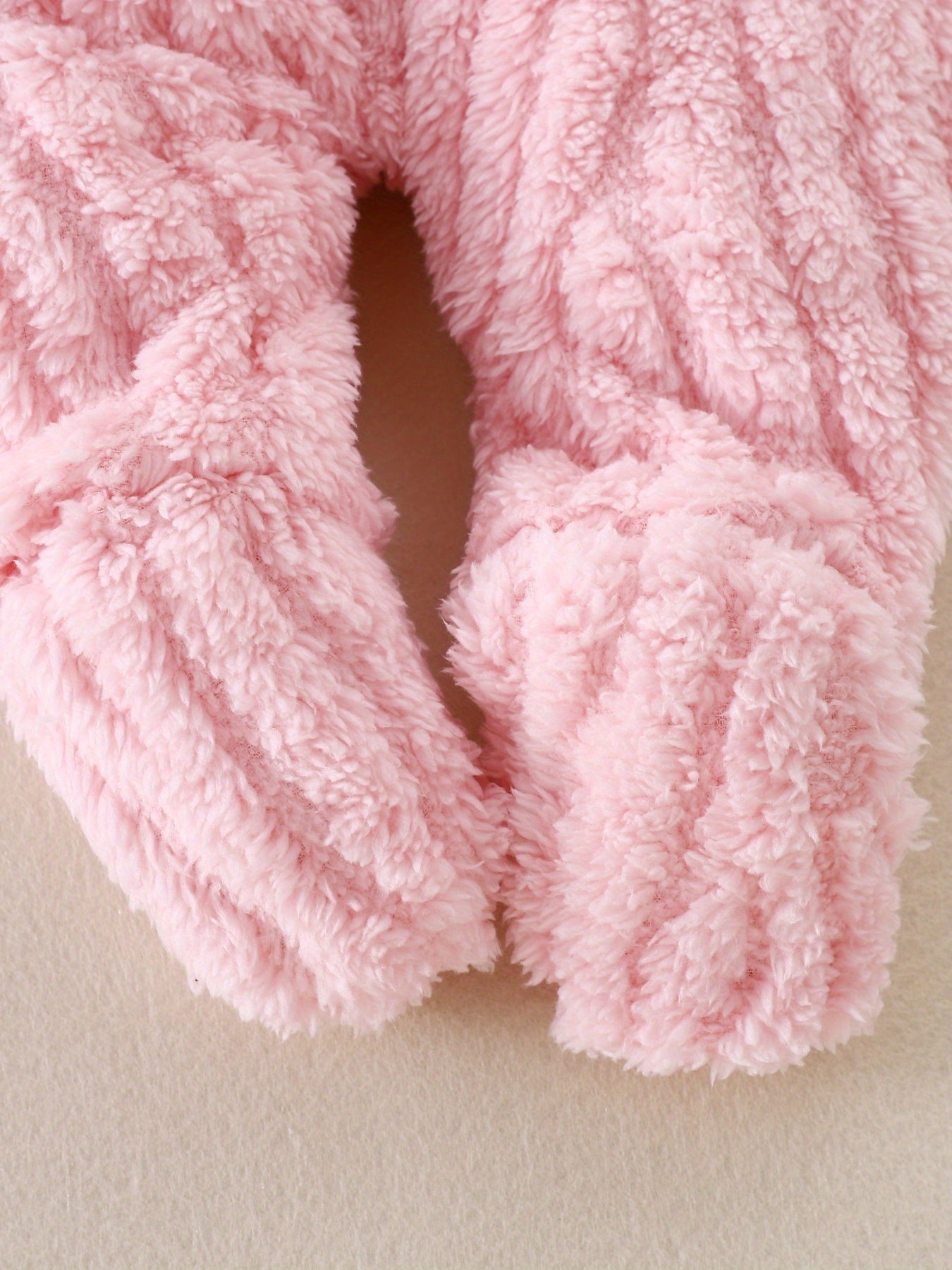 Baby Girl Winter Onesie Warm Pink Bunny Suit Foot Pockets