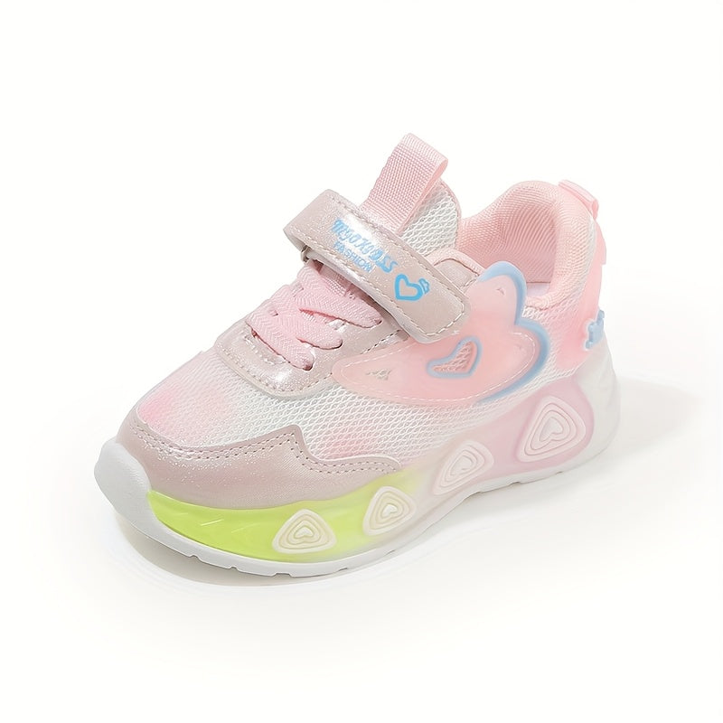 Summer Young Girls Sports Shoes with Luminous Belt Light Breathable Mesh Casual Style