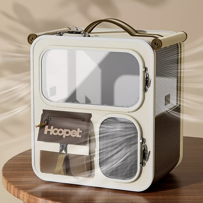 Spacious Brown Pet Carrier for Cats and Dogs Up to 27 Pounds with Ventilation and Comfort