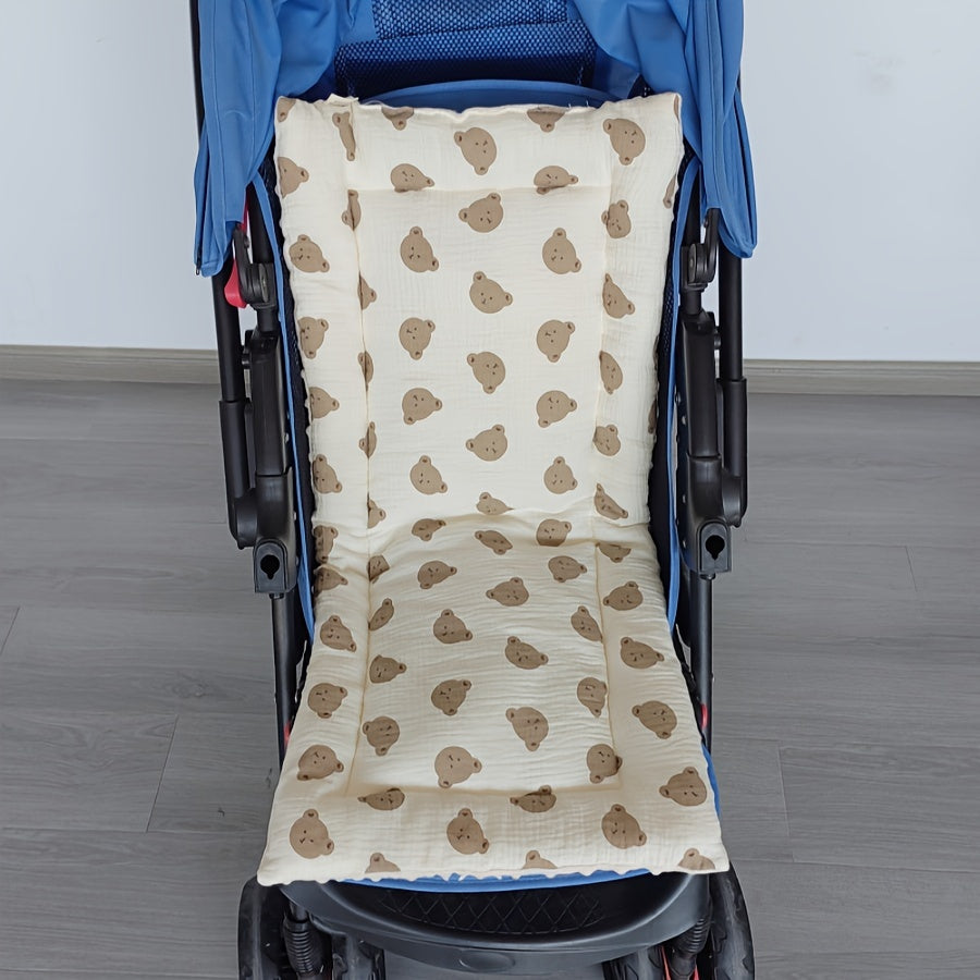 Infant Stroller Seat Cushion, Soft Thickened Inner Pad, Comfortable Warm Baby Seat Pad, All-Season Breathable, Toddler Car Seat Protector, Beige, Polyester Fiber Surface