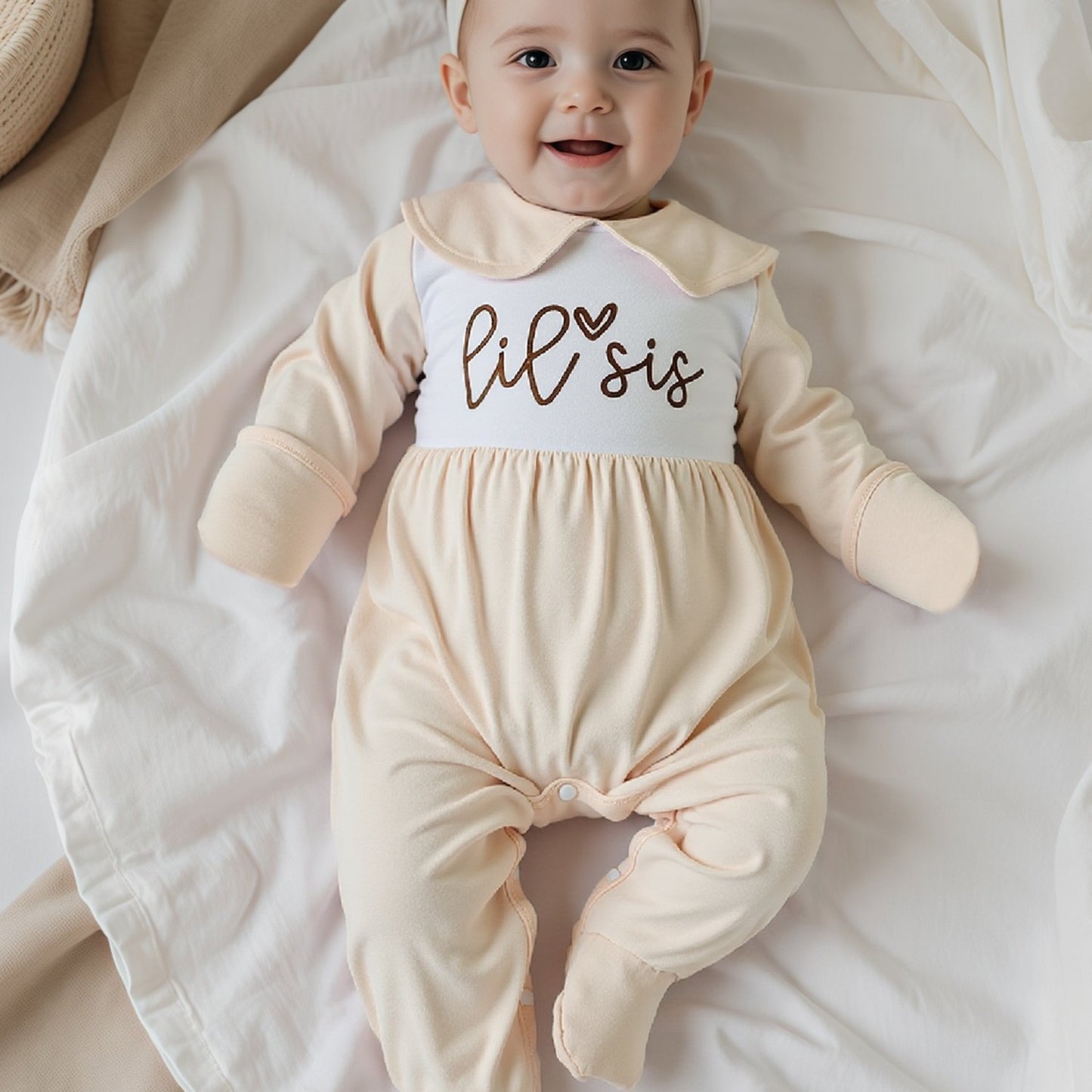 Newborn Baby Girl Cozy Long Sleeve Romper Ruffled Collar