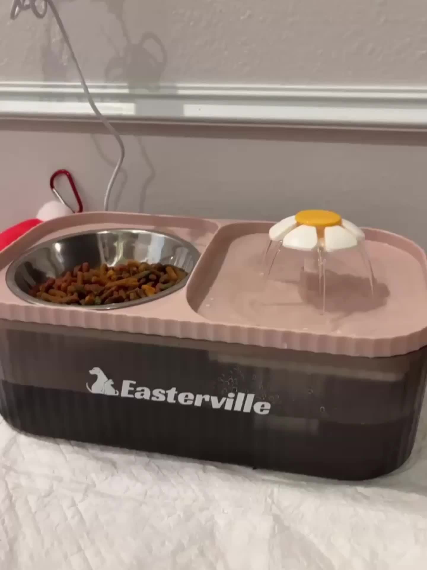 Automatic Pet Feeder And Water Dispenser For Cats And Small Dogs Stainless Steel Design