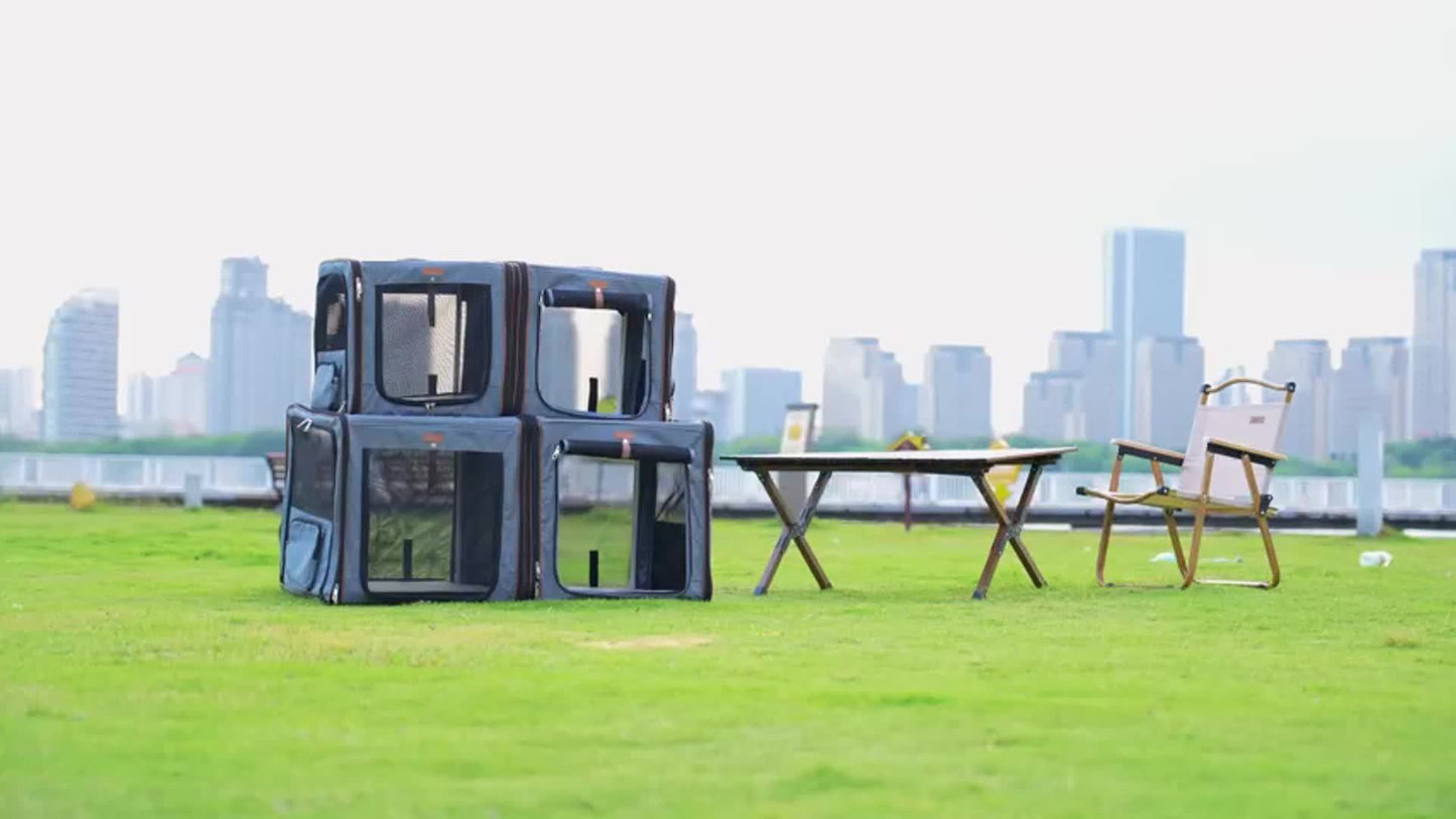 Double Cat Travel Carrier With Litter Box Medium Grey Pet Kennel For Dogs And Cats