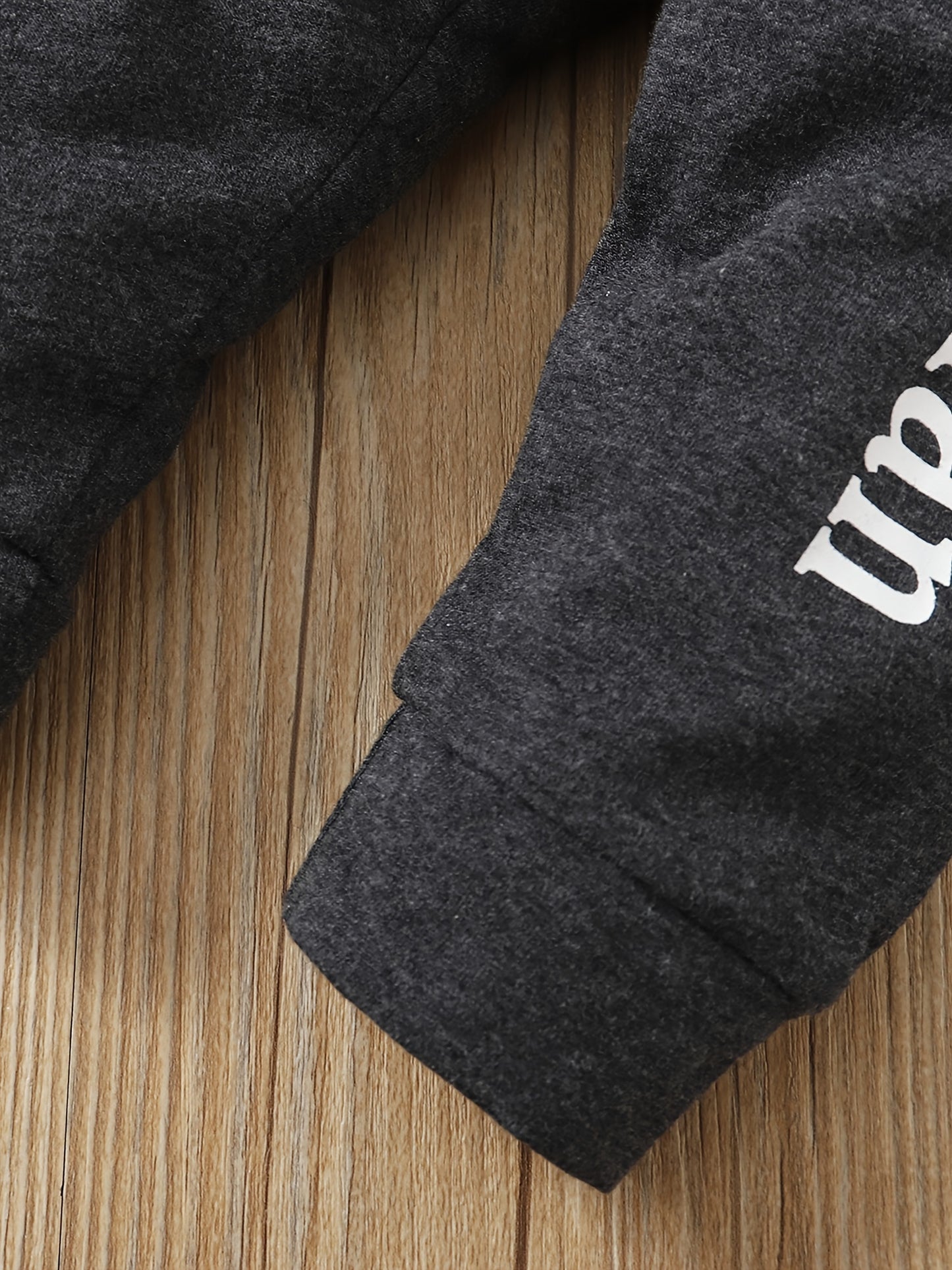 Infant and toddler pure letter printed cotton short sleeved jumpsuit+gray pants+hat three piece set