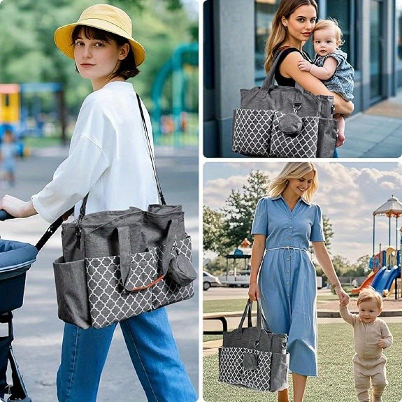 Diaper Bag Tote, Diaper Bag with Pacifier Case Large Travel Diaper Tote Caddy for Mom and Dad Multifunction Large Bag Father'S Day gift