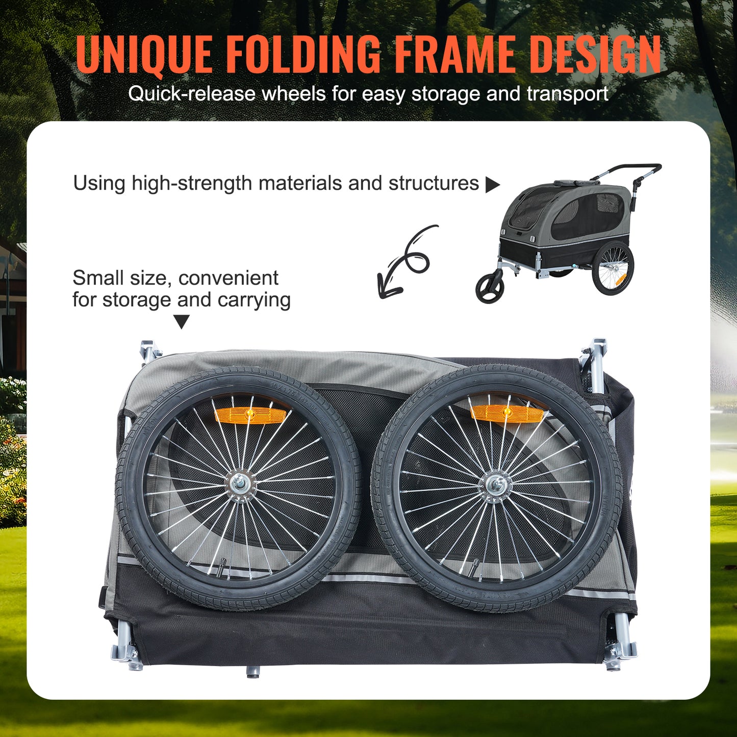 VEVOR 2in1 Dog Bike Trailer And Jogging Stroller For Pets