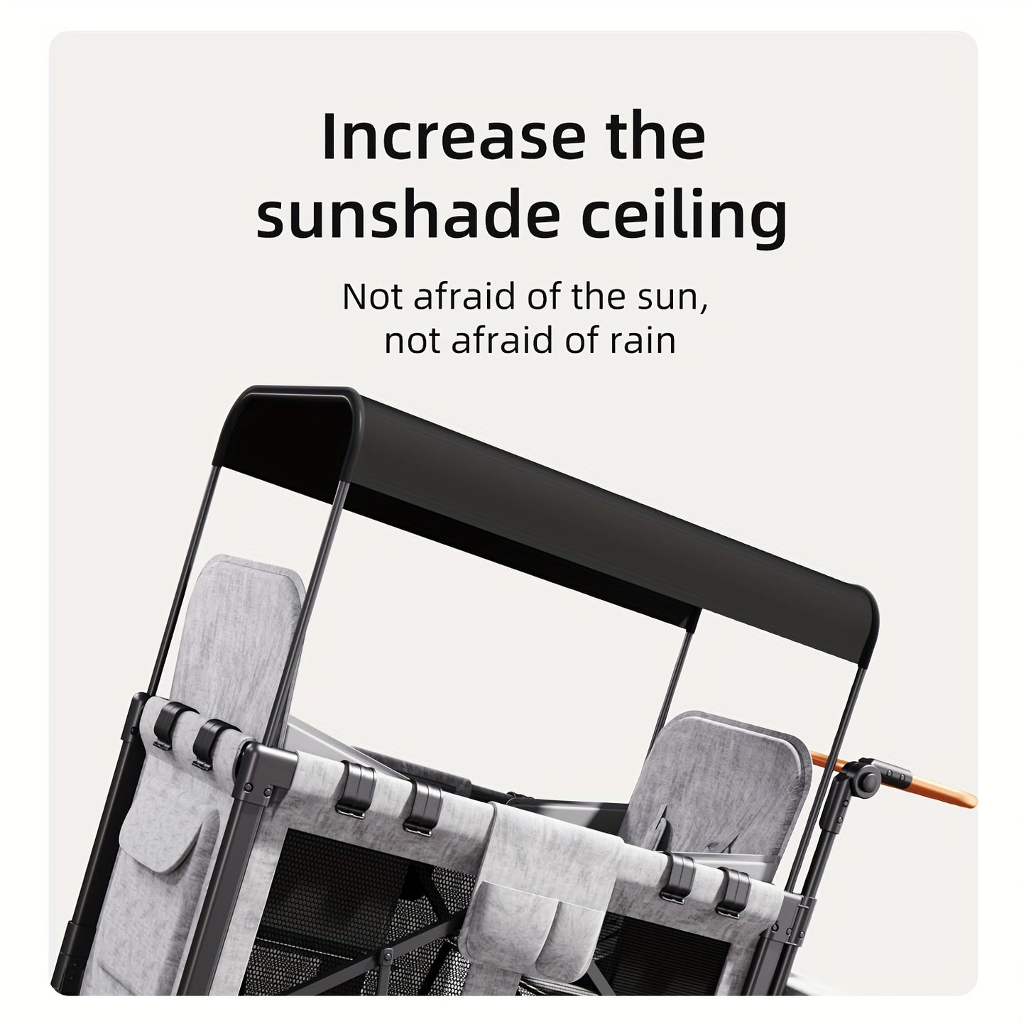 Double Stroller Wagon with 2 High Seats, 5-Point Harnesses, Adjustable Handle, and Height Adjustable Canopy for UV Protection