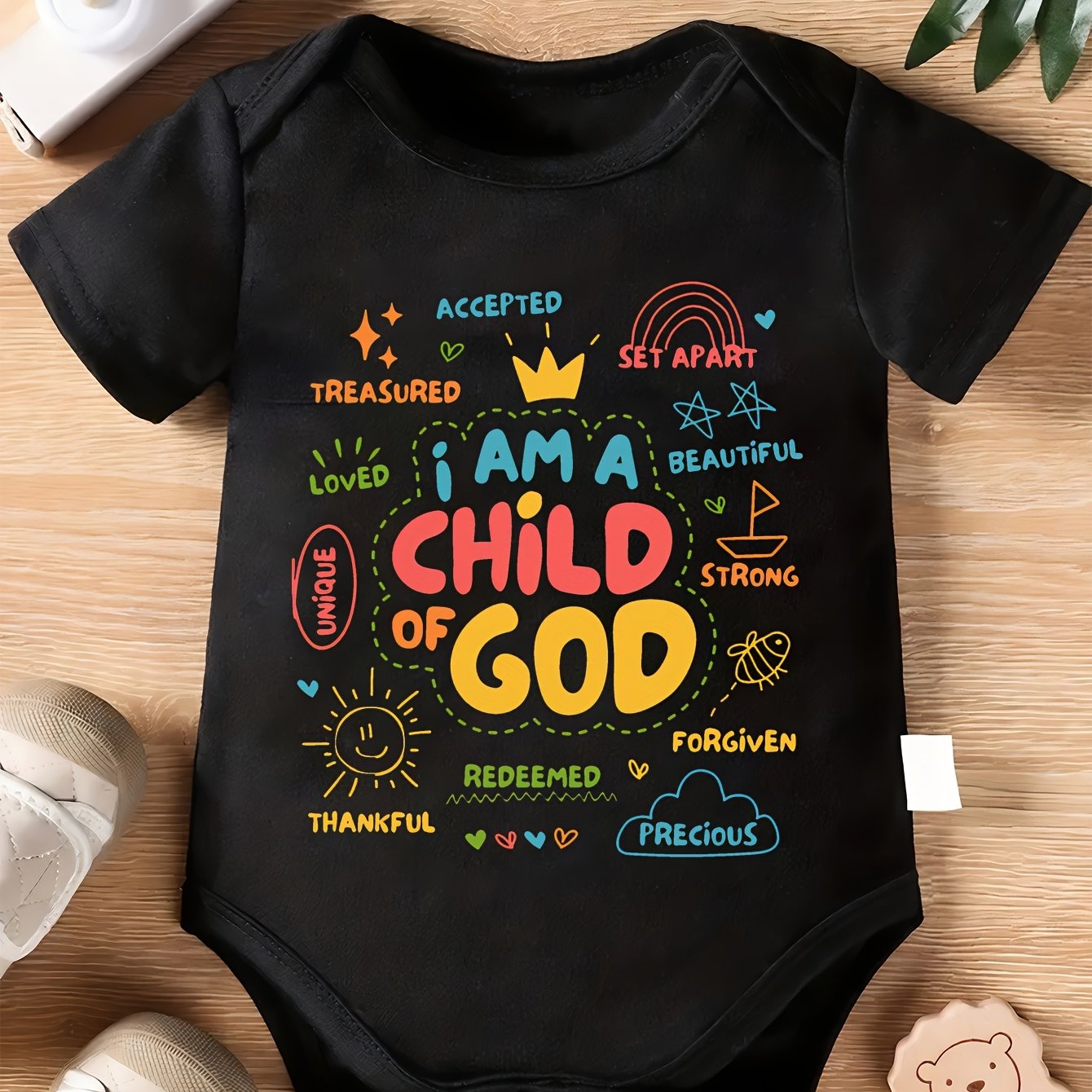 Adorable I Am A Youngster Of God Print Cotton Bodysuit for Family Matching Events