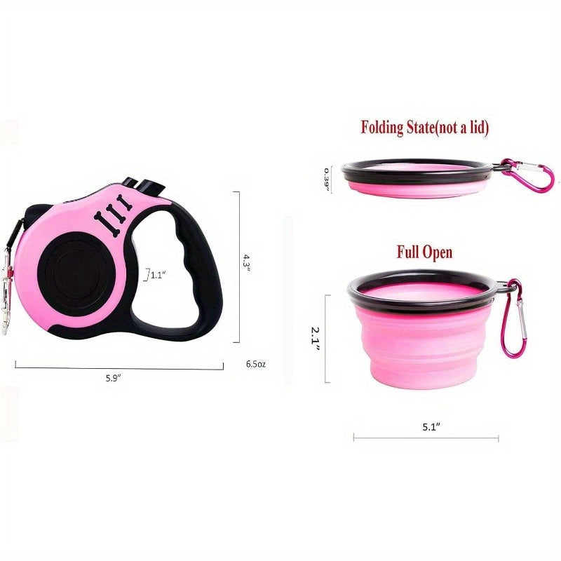 Retractable Dog Leash 16 Feet Training For Small Dogs Pink