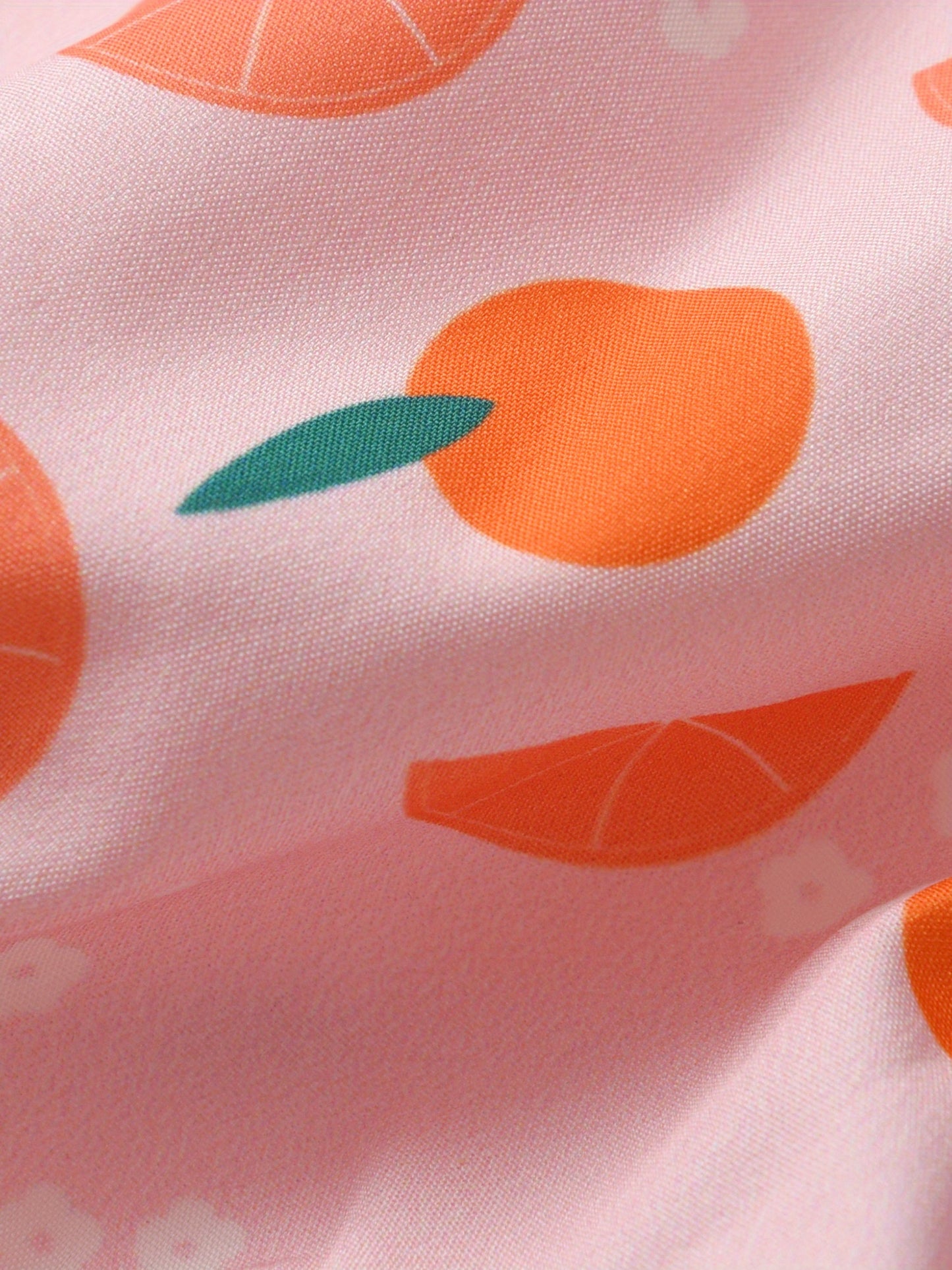 2pcs Newborn Baby Girls Rompers - Sleeveless Ruffled Bodysuits with Orange & Pink Polka Dot & Citrus Fruit Print, Soft Breathable Summer Outfits, Machine Washable Daily Wear, Baby Girl Outfits, Comfortable Infant Clothing, Pl